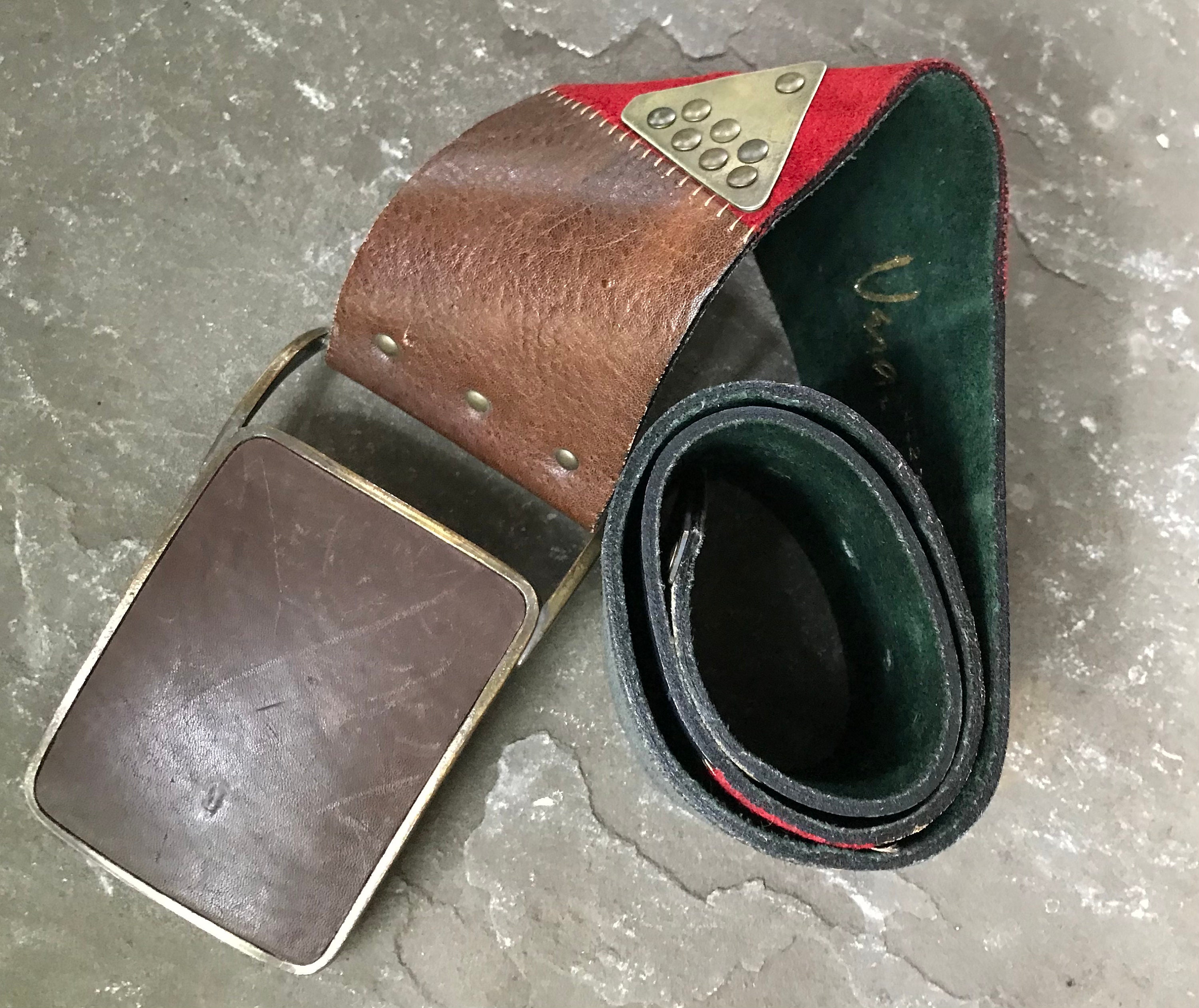 RARE Vintage Vera Neumann Patchwork Wide Leather and Suede 