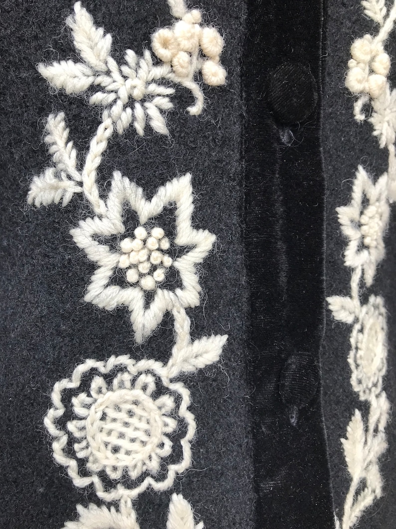 Black Velvet A-line Long Length Coord set with Collar Neck Embroidered Short Jacket main image 0