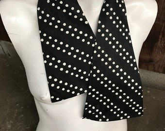 Vintage black and white pure silk polkadot tie by Vera bolero