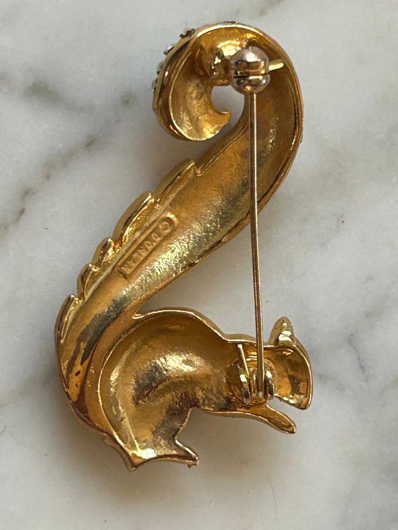 Vintage D'orlan Squirrel Brooch Pin with Swarovski crystals View 2