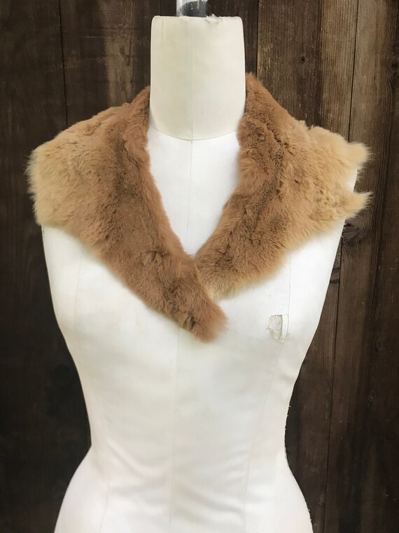 Vintage fur collar soft brown leather - image 1