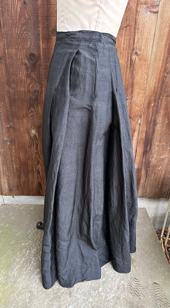 Vintage Long Black Raw Silk High waisted full par… - image 1