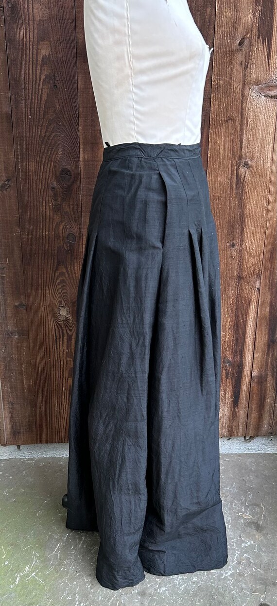 Vintage Long Black Raw Silk High waisted full par… - image 3