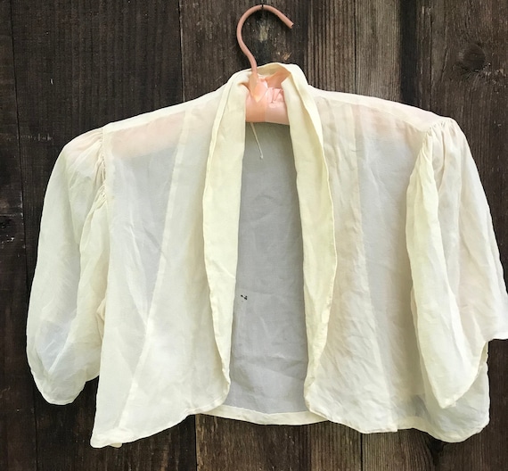 Vintage Cropped Silk Bed jacket Lingerie Top - image 1