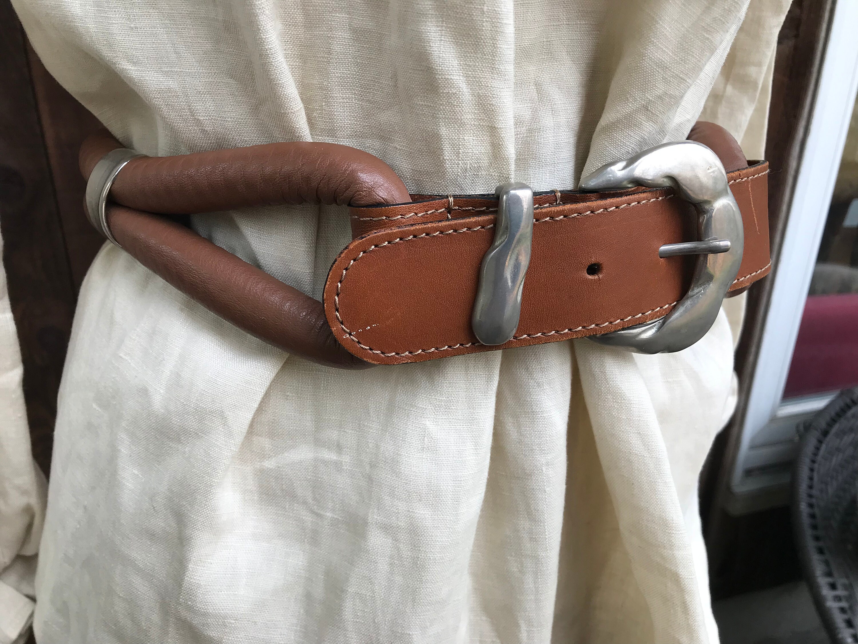 Unique Vintage Handmade in Italy Artisan Brown Leather Belt Unique Vintage Handmade in Italy Artisan Brown Leather Belt
