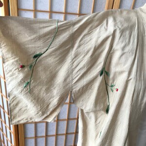 Antique 1920's 30's Raw Silk Japanese Embroidered Handmade Kimono Robe Stunning image 5