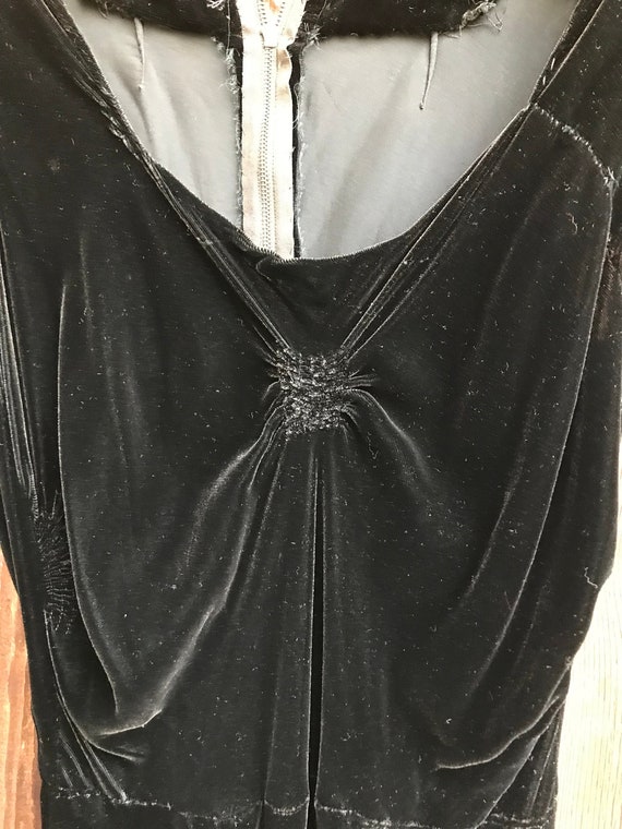 Stunning Vintage 1920's Long Black Velvet sleevele