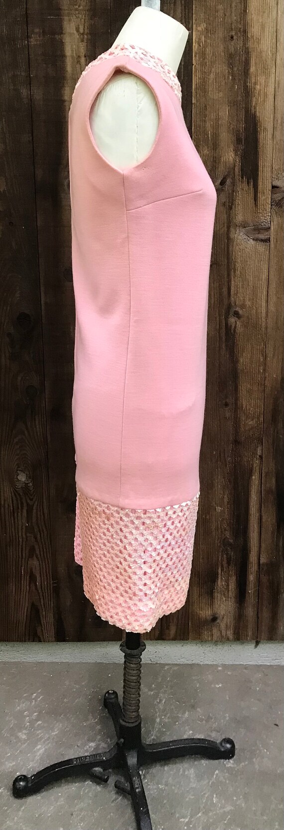 Vintage Pink A-line Sequin Wool blend Sleeveless … - image 4