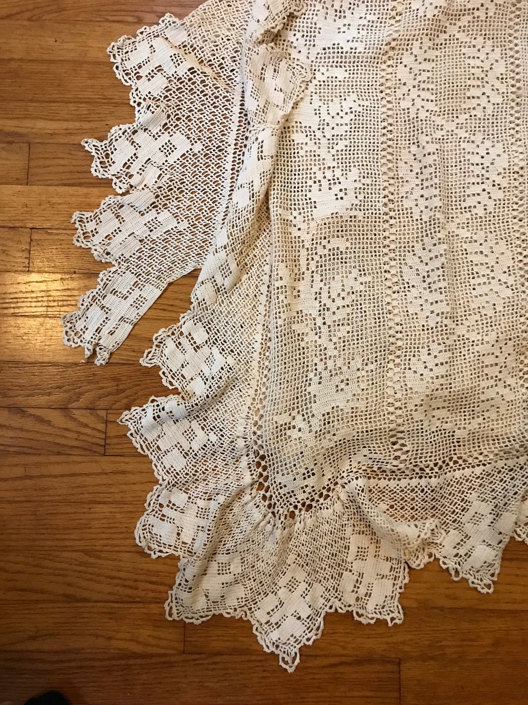 Vintage Antique Handmade Crochet Lace Ivory Bedspread - Etsy