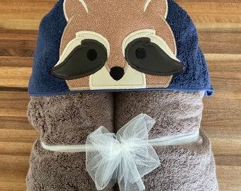 Raccoon Hooded Towel Etsy