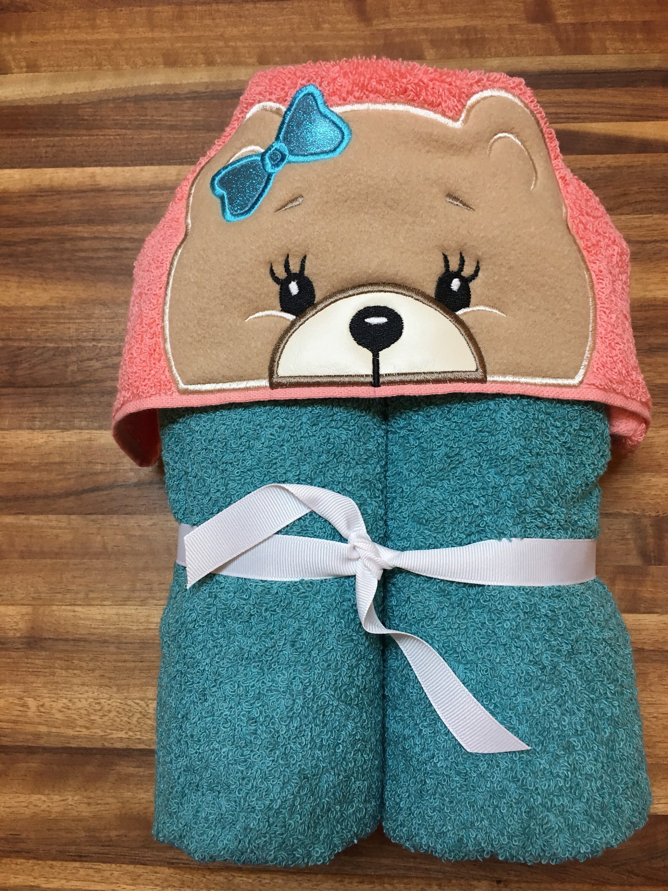 Girl Teddy Bear Hooded Towel Baby Shower Gift Birthday Etsy