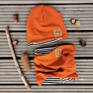 Wendebeanie und Wendeschlauchschal Set