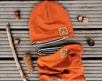 Wendebeanie und Wendeschlauchschal Set