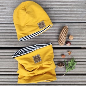 Wendebeanie und Wendeschlauchschal Set