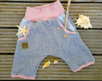 Pantalón corto clásico de muselina rosa
