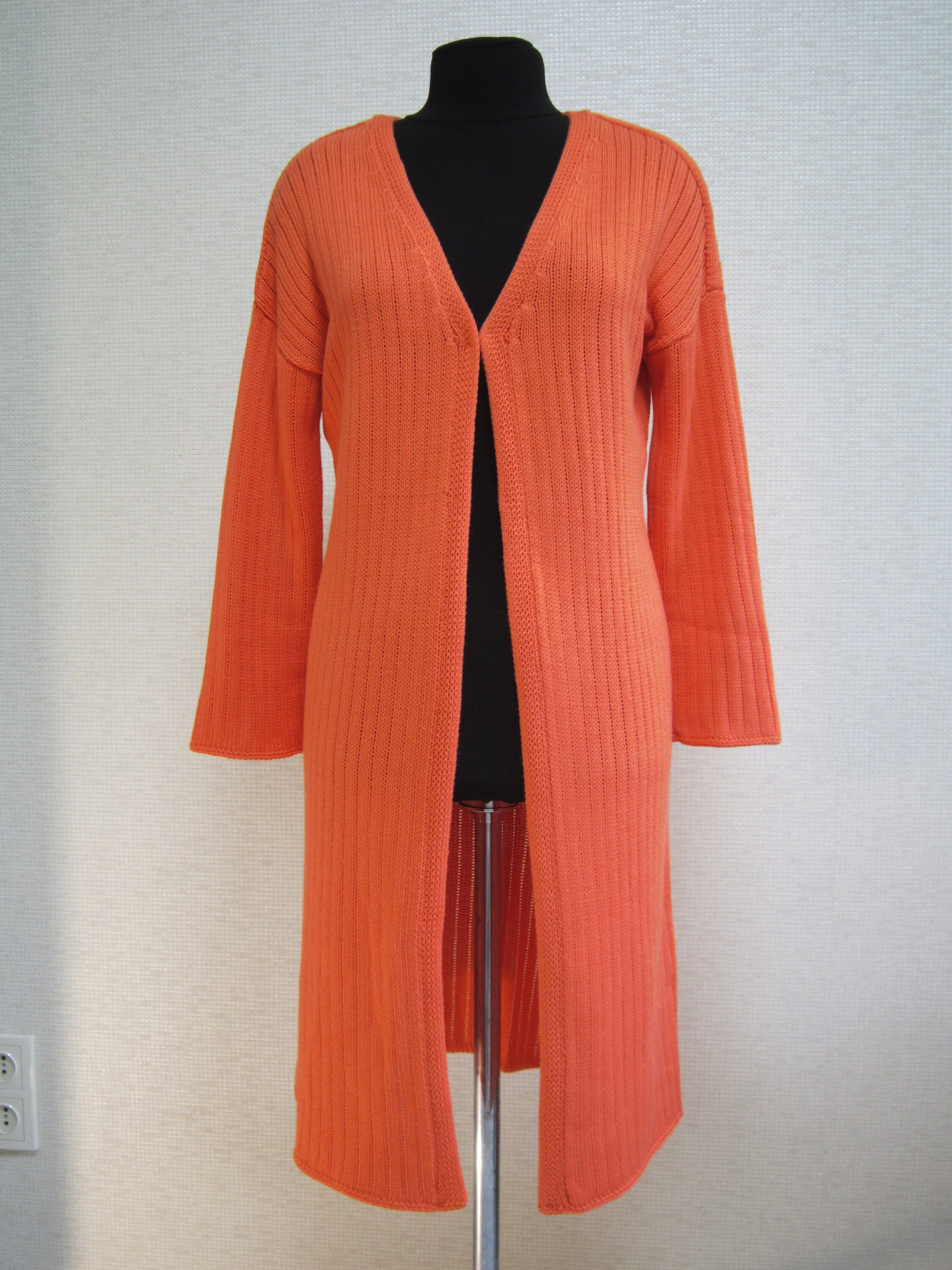 Orange Cardigan Elegance Damen Long Cardigan Baumwolle & Etsy