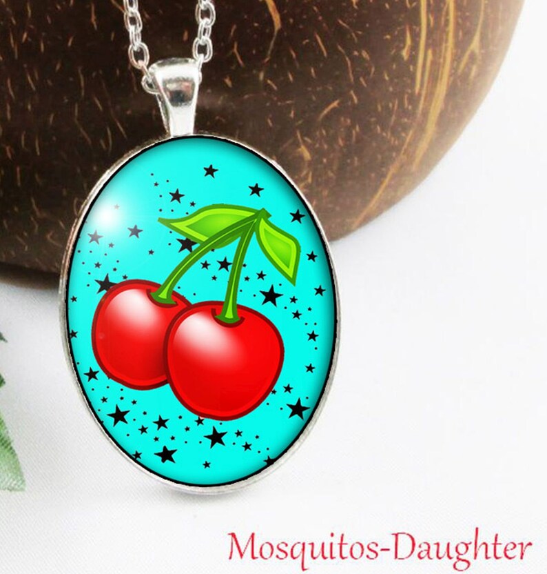 50er Cherry pin up rockabilly cerezas collar cadena