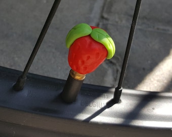 bike valve caps strawberries