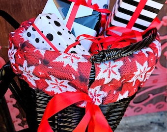 Cesta de vime + detalhe de flocos de neve, à prova d'água para o Natal.