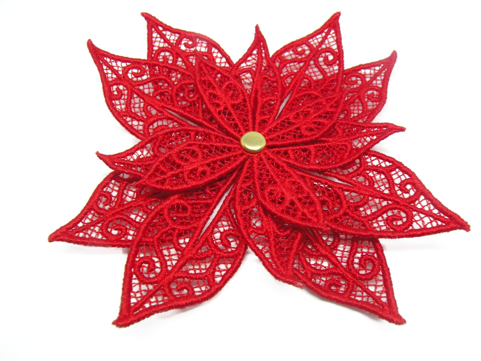 Fsl 3d poinsettia poinsettia ornament  etsy