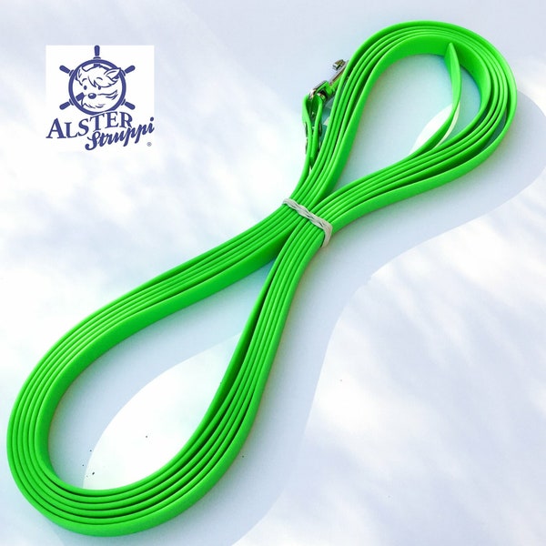 Tow line neon green, width 16 mm, made of Coated Webbing from 12, - Euro by AlsterStruppi, length as desired