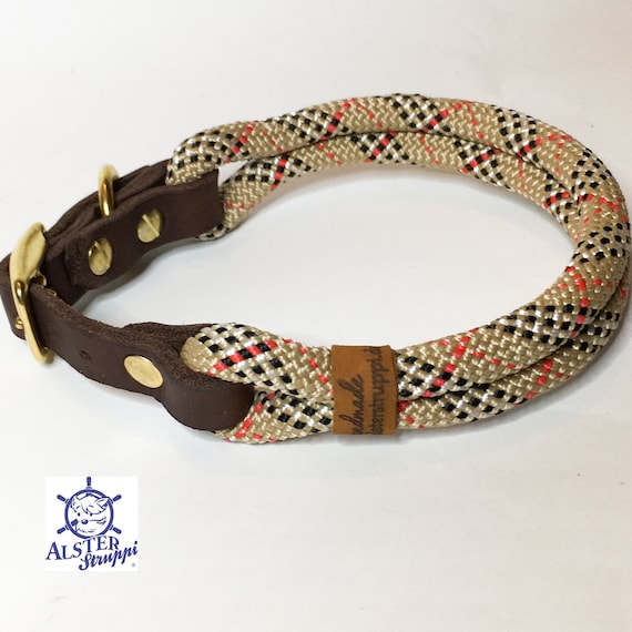 Buy Dog Collar Adjustable, From 20 Cm Neck Circumference, Beige, Red,  White, Black, With Leather and Buckle, British Style, Rope Thickness of  Your Choice Online in India 