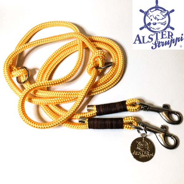 Dog leash adjustable / tauleine honey yellow approx. 200 cm adjustable, brand AlsterStruppi, high quality from 44 Euro