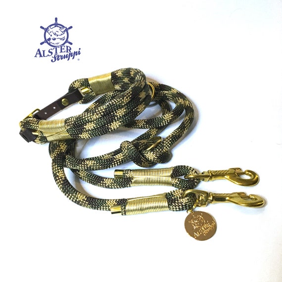 Leine Halsband Set verstellbar braun, oliv, beige, gold mit Leder und  Schnalle, ab 103,00 Euro - Etsy.de