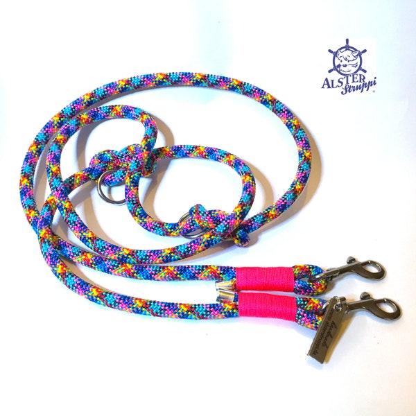 Dog leash adjustable / tauline "maritim colorful" approx. 200 cm adjustable, brand AlsterStruppi, classy and high quality