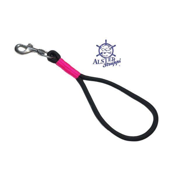 Short guide line, rope, black, pink, length as desired from 25 cm, brand AlsterStruppi, high quality