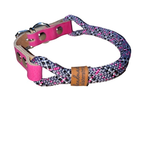 Kleine Hunde, leichtes Mini-Hundehalsband, verstellbar, grau, schwarz, pink, weiß, silber, Leder und Schnalle ab 17 cm Halsumfang