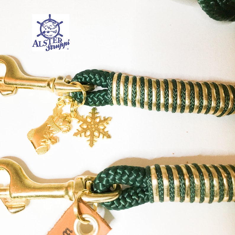 Dog leash adjustable Tauleine green gold very noble and high quality brand AlsterStruppi Euro from 44,