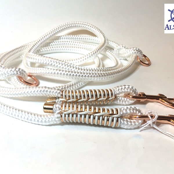 Dog leash adjustable / Tauleine white rose gold colours very noble and high quality brand AlsterStruppi approx. 200 cm adjustable, from 44,- Euro