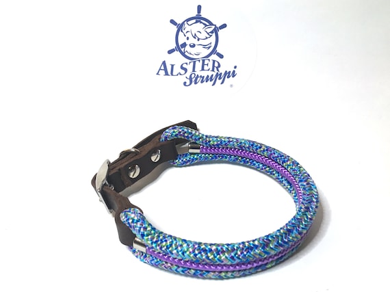 Collar tauhalsband for dogs different sizes braided from 58,- Euro very classy matching linen adjustable dew with leather
