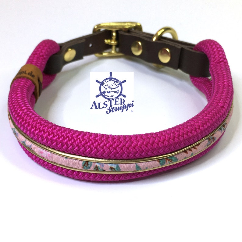 with flower pattern. Leash choker set pink pink gold with leather and buckle