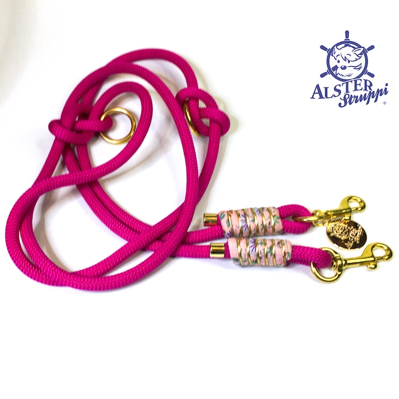 with flower pattern. Leash choker set pink pink gold with leather and buckle