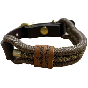 Hundehalsband, Tauhalsband, verstellbar, braun, gold, Verschluss mit Leder und Schnalle, für kleine Hunde