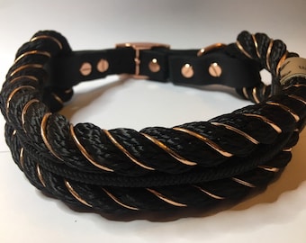 Dog collar tauneck "whirlwind" brand AlsterStruppi black / rosegold, leather, adjustable from approx. 36 - 42 cm very classy, high quality