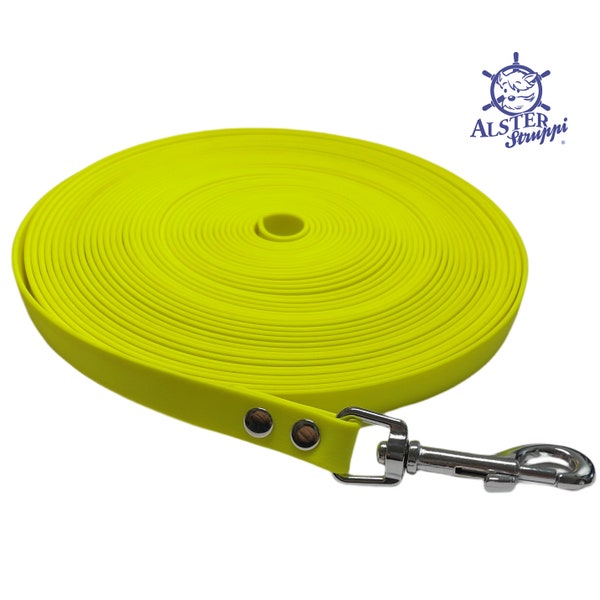 Tow line 16 mm wide, Coated Webbing from 12, - Euro from AlsterStruppi, neon yellow, length as desired