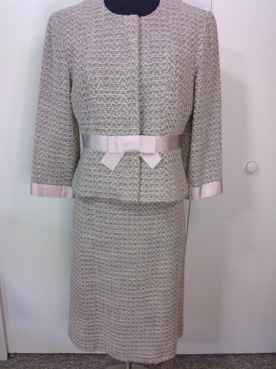 Vintage Talbots 2 Piece Pink Pastel Tweed Jacket &