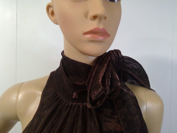 90's Vintage PROM Brown Ombre Lame Sparkle Metall… - image 6