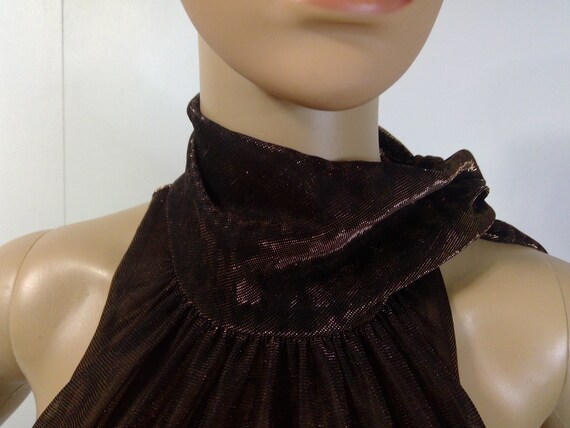 90's Vintage PROM Brown Ombre Lame Sparkle Metall… - image 5