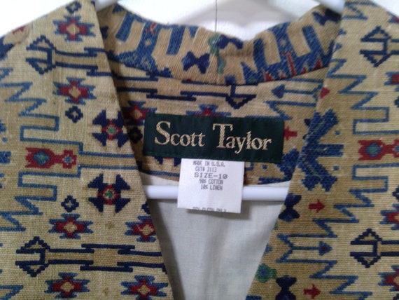 90s Vintage Aztec Indigenous Vest Scott Taylor US… - image 3