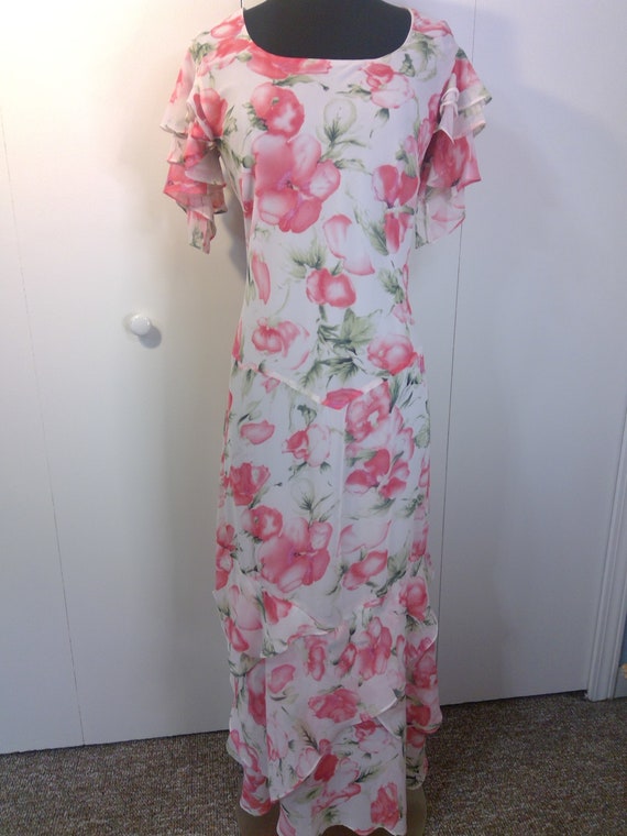 Vintage Mary McFadden Collection Pink Floral Midi 