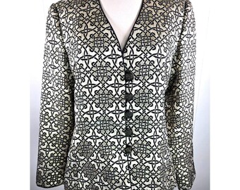 80s Vintage Collection by Mary McFadden Dinner Jacket Champagne Black & Gold 8