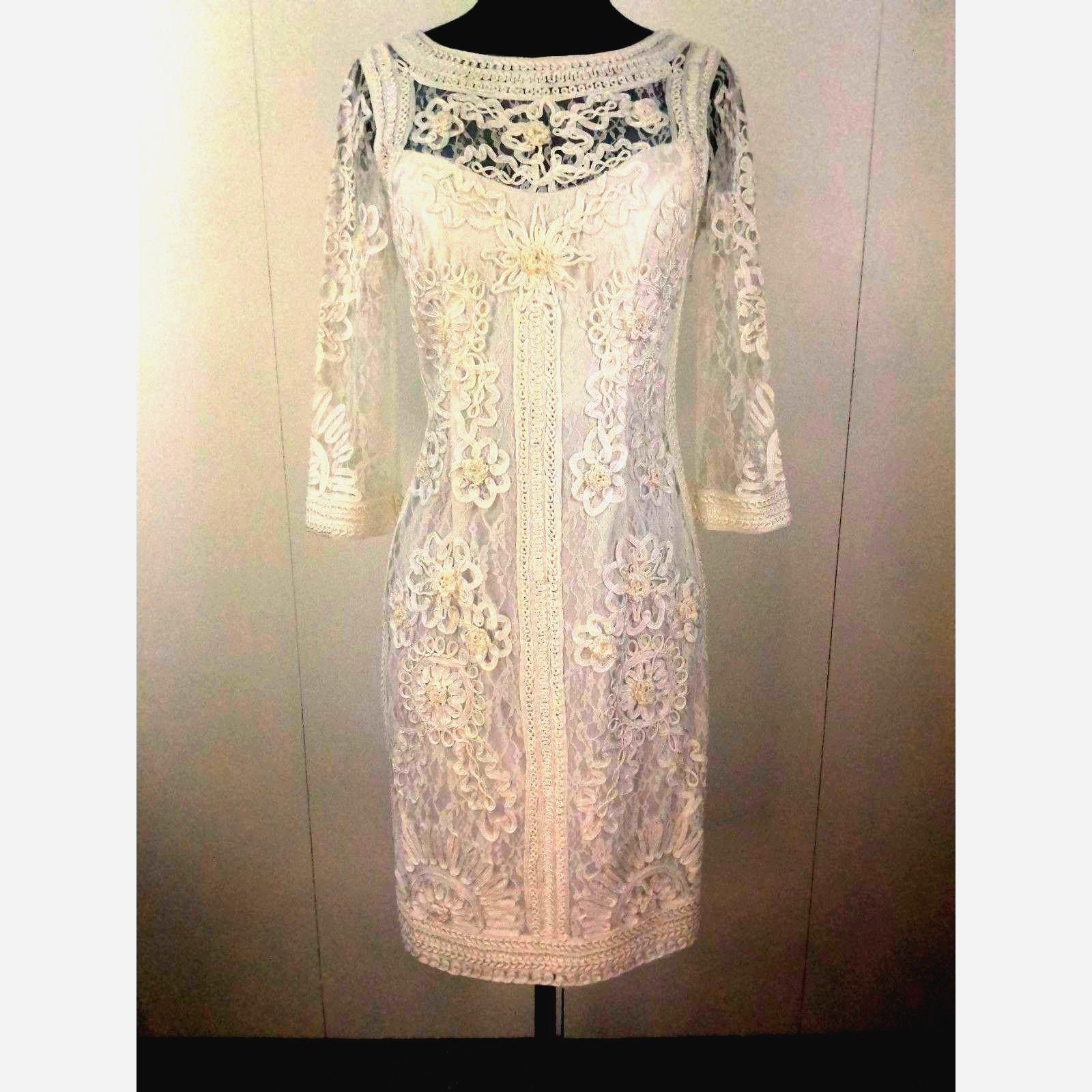Sue Wong White Dress Soutache Detail Sheer Back Bride Celebration Attire Size 6 Sue Wong White Dress Soutache Detail Sheer Back Bride Celebration Attire Size 6
