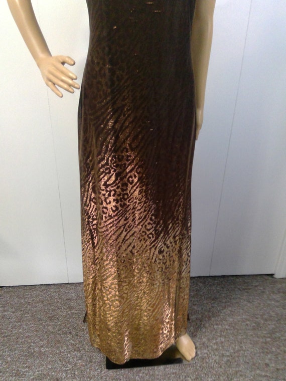 90's Vintage PROM Brown Ombre Lame Sparkle Metall… - image 8
