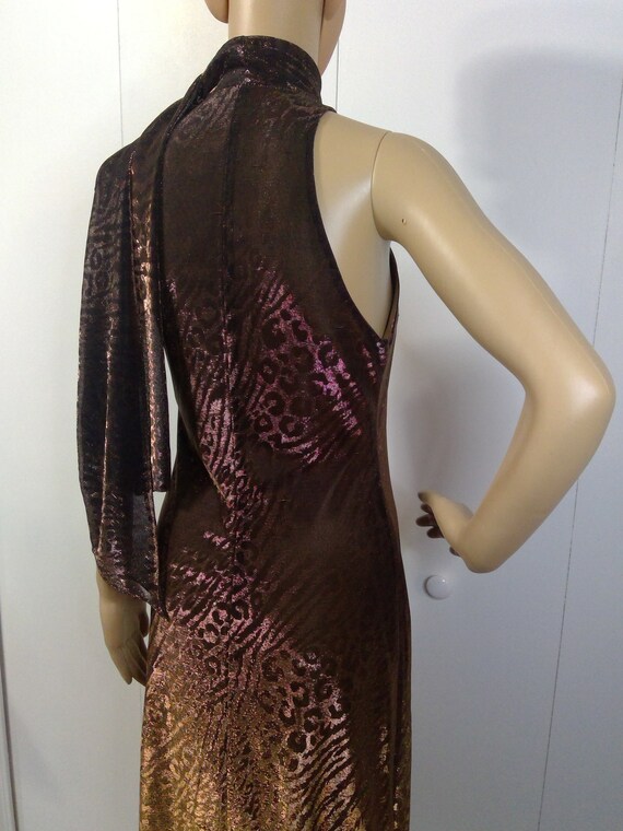 90's Vintage PROM Brown Ombre Lame Sparkle Metall… - image 3