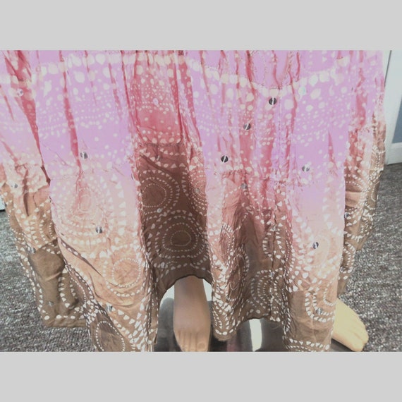 90s Vintage Silk Sequin Pink Brown Metallic Skirt… - image 3