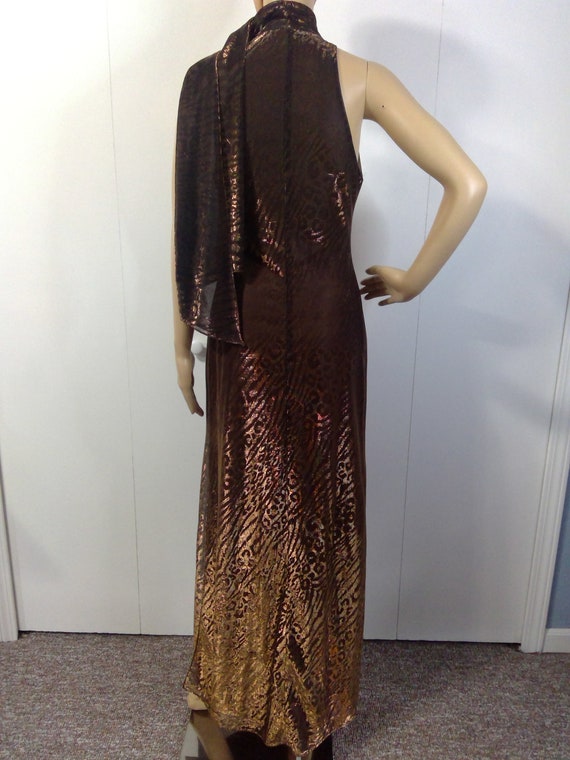 90's Vintage PROM Brown Ombre Lame Sparkle Metall… - image 2